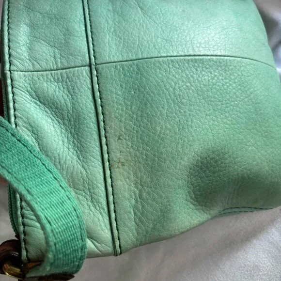 Vintage Fossil Explorer Leather Crossbody Bag Sage Green - Picture 6 of 8